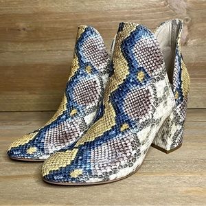 Steve Madden 6.5 Rookie Vegan Multicolor Snake Print Ankle Booties Boots